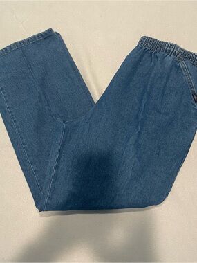 chic Relaxed Fit Elastic Waist Blue Denim Jeans, 20 petite
